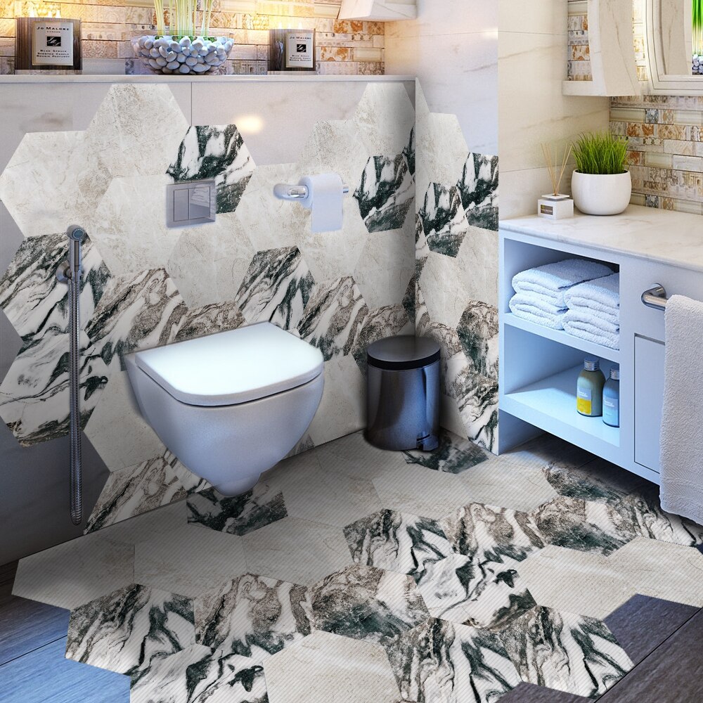 floor stickers floor stickers tile wall stickers self-adhesive kitchen floor non-slip decorative hexagonal stickers