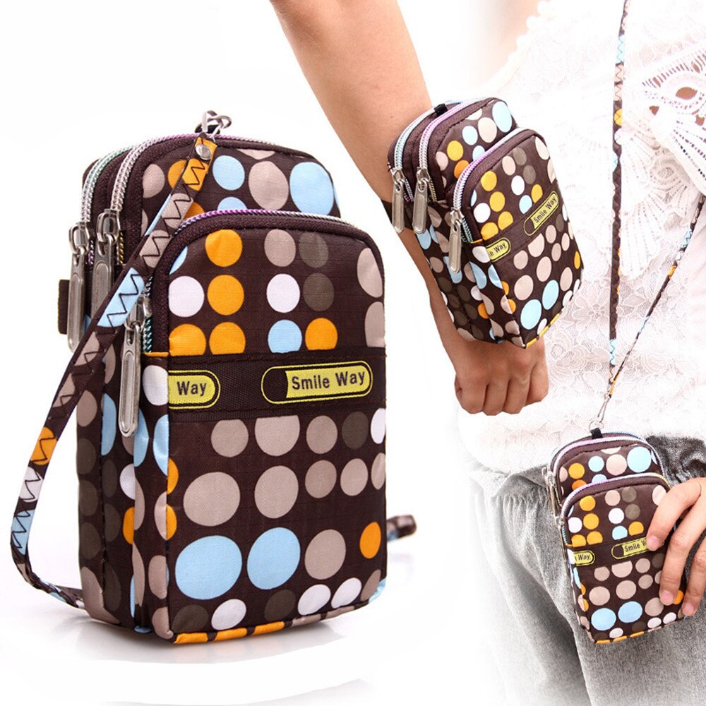 Women's Printing Zipper Sport Shoulder Bag Mini Wrist Purse Casual outdoor wrist bag