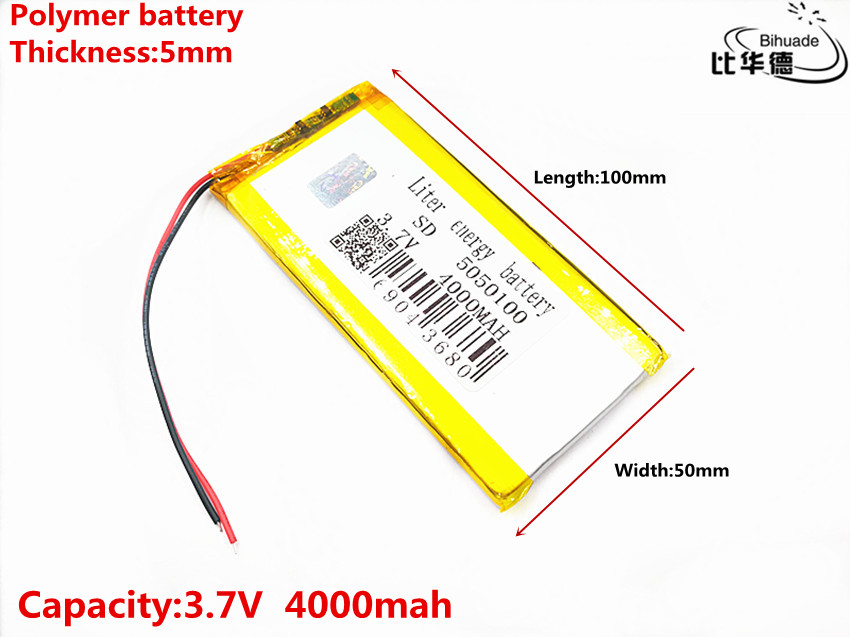 3.7V 4000mAh 5050100 Lithium Polymer Li-Po li ion Rechargeable Battery Lipo cells For Mobile Recorder Recorder Speaker Devices: Default Title