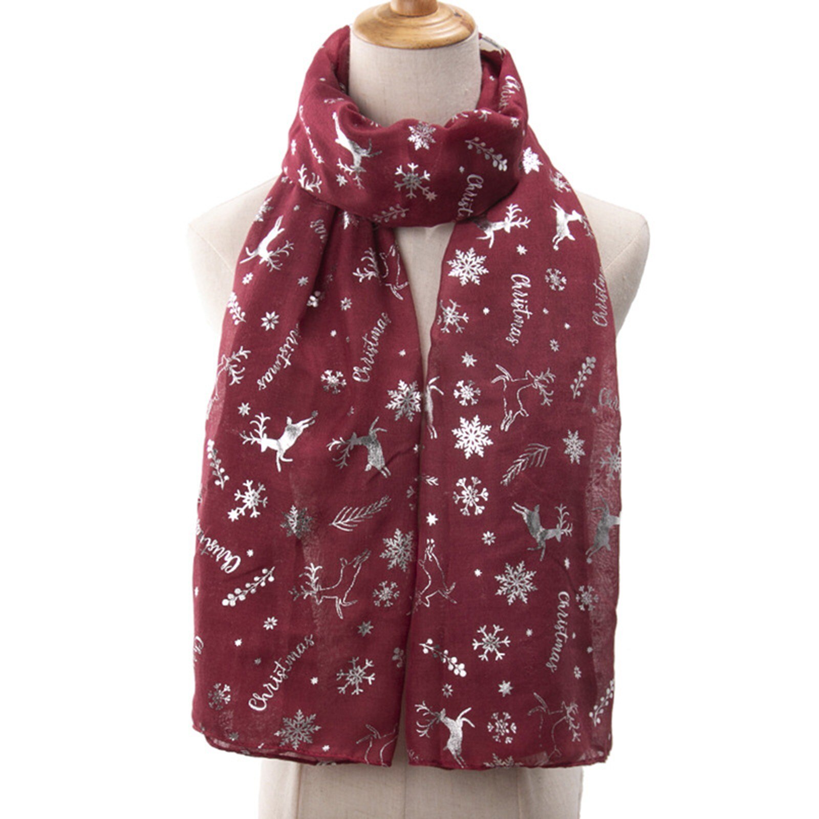 Dames kerst feestelijke winter eland print warme winter sneeuwvlok sjaal magische hoofdband winter fleece nekwarmer gaiter: Rd