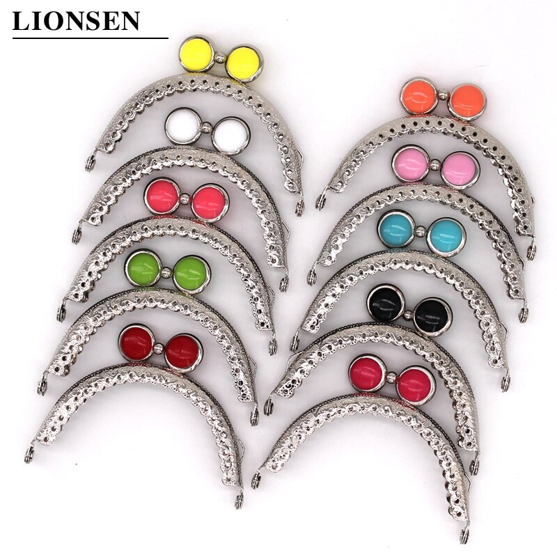 Lionsen 8.5cm flad perle sølv metal pung ramme håndtag til clutch taske håndtaske tilbehør fremstilling kyss lås lås