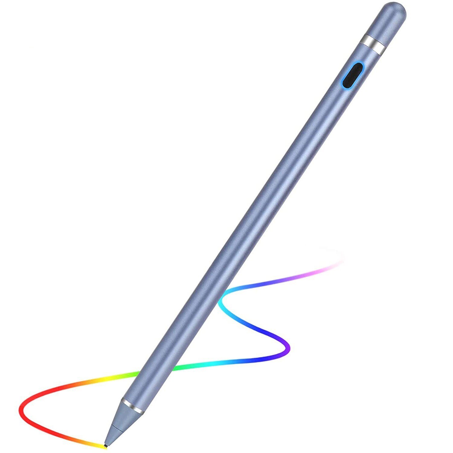 Lápiz óptico activo Compatible con iOS y Android, lápiz de pantalla táctil para iPad con función táctil Dual, recargable, dibujo Stylus: blue