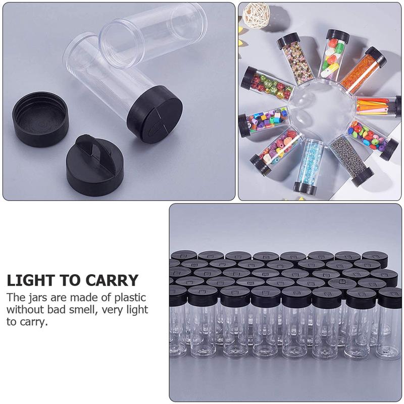 30/40 Pcs Transparent Tubes Beads Storage Container With Lid Empty Storage Tubes Cylinder Bead Storage Bottle Accessories