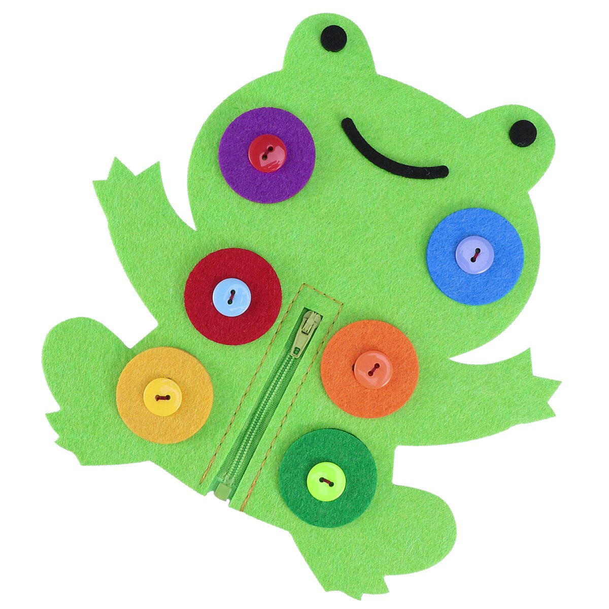 Non-woven Button Hand-made Zipper Toy Teaching Aid Early Learning Education Toys (Frog)