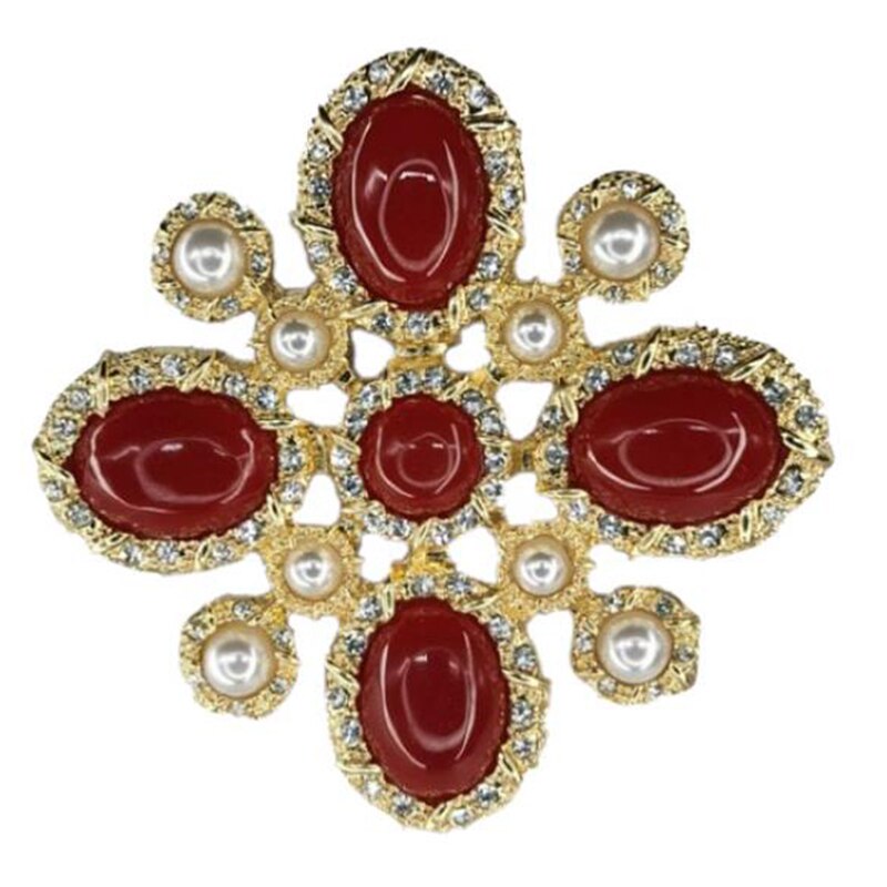 Jahrgang-barockbrosche mit grüner perle, edelsteinausschnitt, geometrisches rechteck, kragenbrosche, damenschmuck: Barock 3