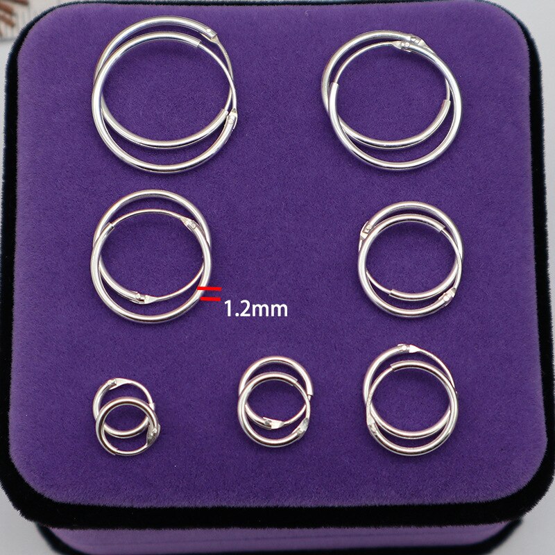 1 Paar Kleine Hoepel Oorbellen 925 Sterling Zilveren Cirkel Ronde Huggie Oorringen Voor Vrouwen Mannen Oor Ring Oor Bone gesp