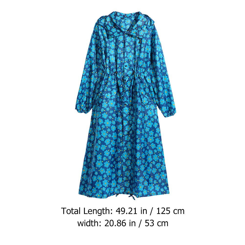 Women Waterproof Hooded Raincoat Light Foldable Windproof Long Rainwear
