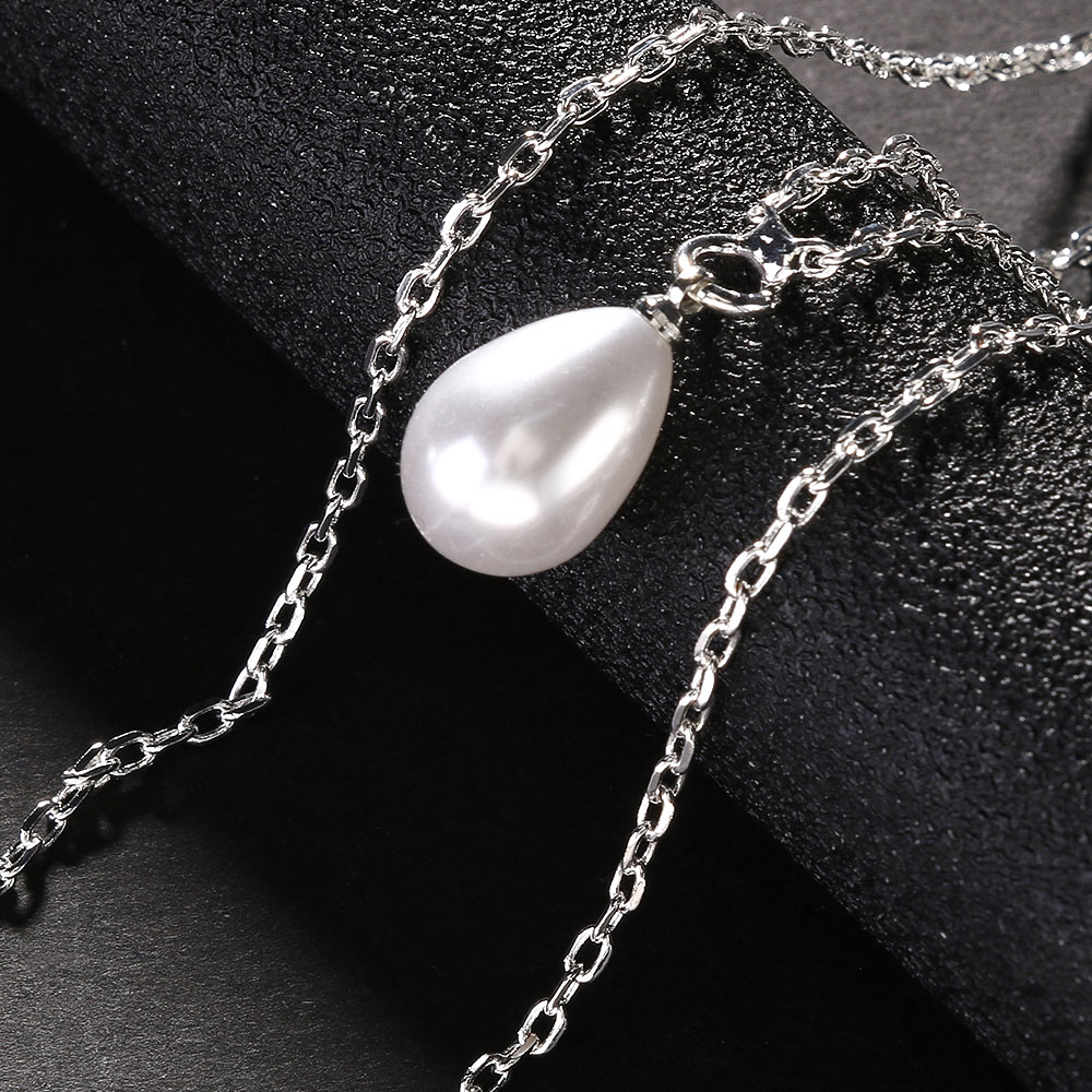 Simple Multi-layered Pearl Back Chain Necklace Women Bridal Water Dangle Necklace Body Chain Accessories Wedding Jewelry