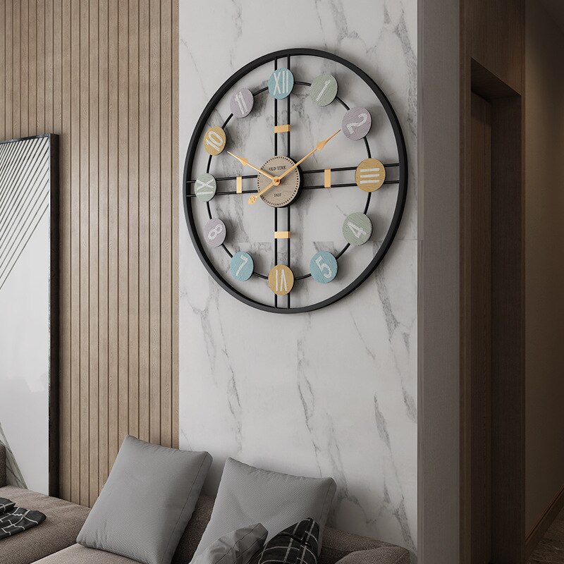 European Roman Numeral Wall Clock Large Luxury Wall Clocks Modern 3D Retro Nordic Wall Watch Bar Cafe Living Room Decor