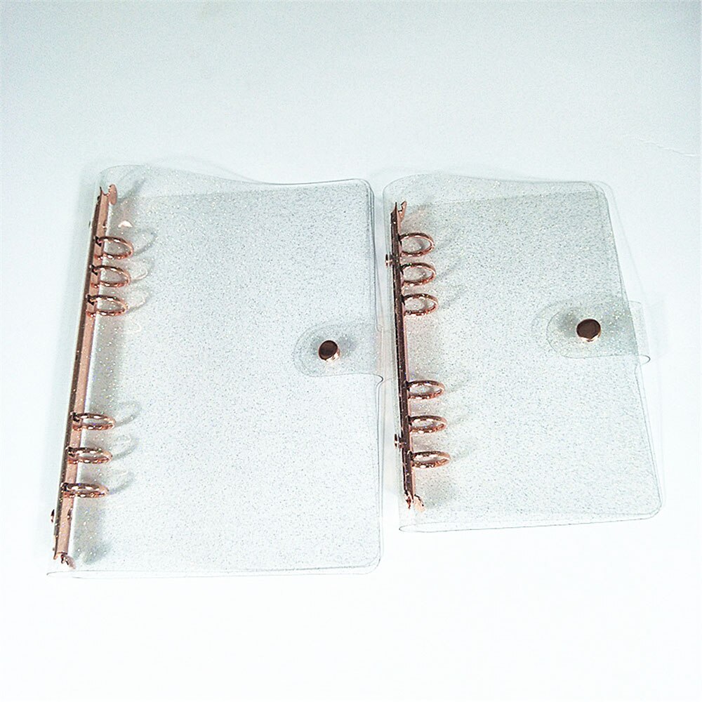 A5/a6 6 ringbind glitter pailletter løst blad notesbogsomslag guld rosa guld ringe mappe ringbind ring kawaii papirvarer