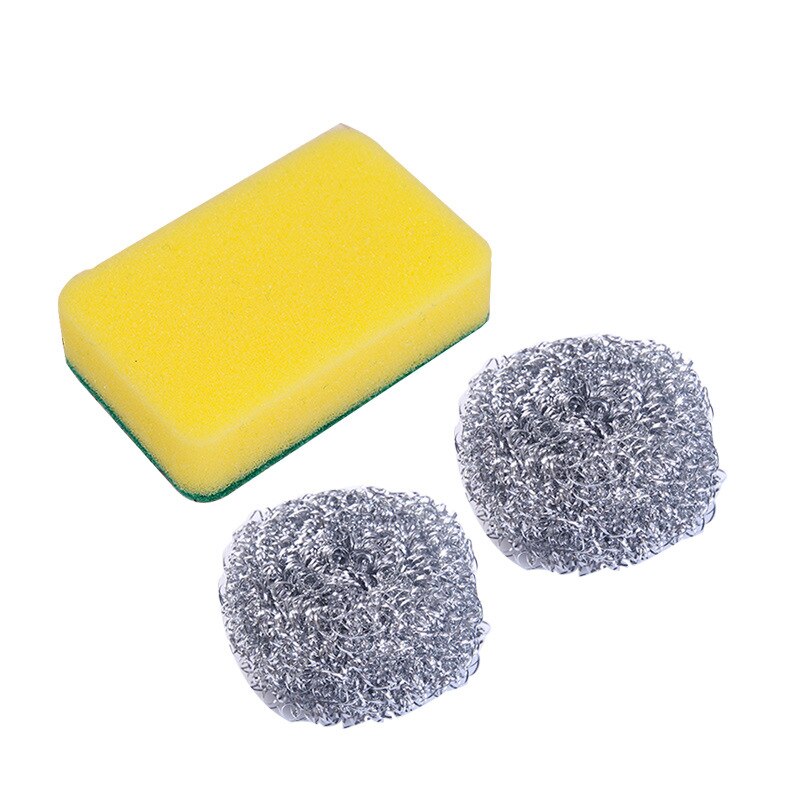 Roestvrij staal schoonmaken bal afwassen spons cleaning kit spons staal bal borstel pot bal theedoek