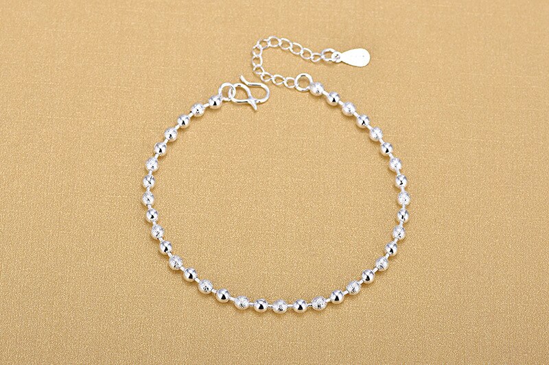 Tjp 925 silberne damen-fußkettchen, trendiger schmuck mit glatten, mattierten kugeln, silberne armbänder für mädchen und damen, party-accessoires