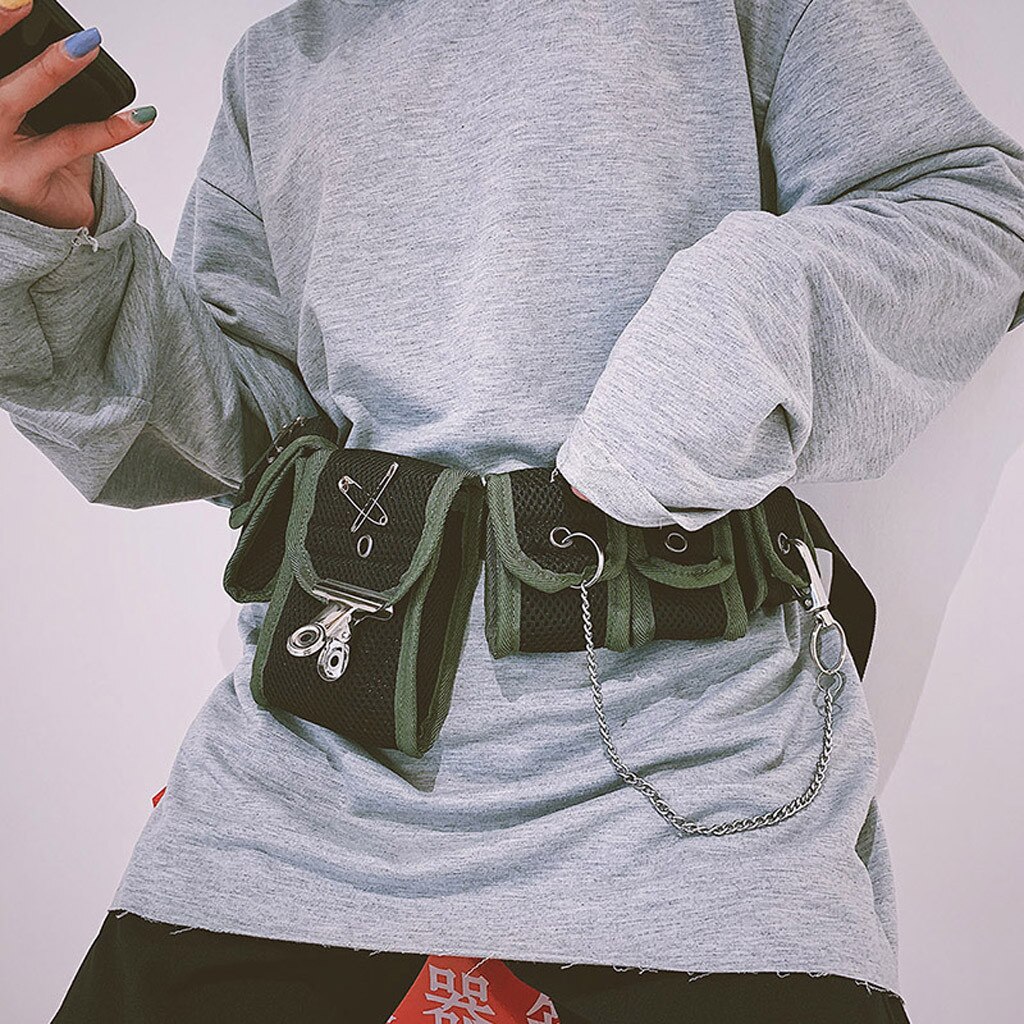 Unisex multifunktionelt lærred crossbody taske flere lommer bryst taske telefon taske сумка женская # ew