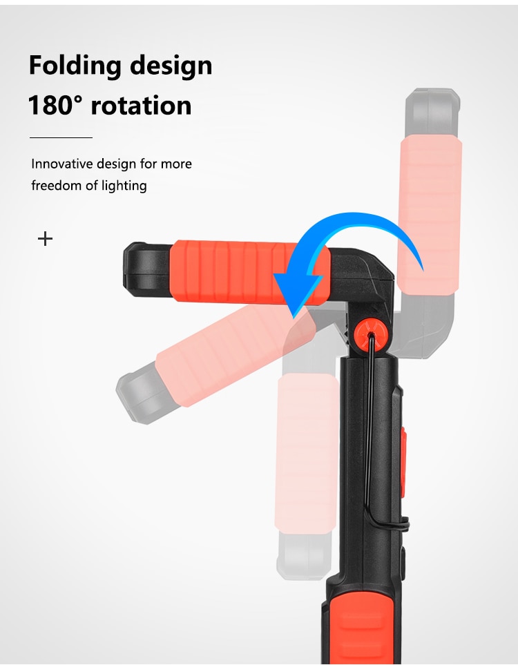 Potente luz de trabajo LED linterna magnética lámpara de Trabajo Portátil linterna de gancho USB recargable de reparación automática luz de trabajo impermeable