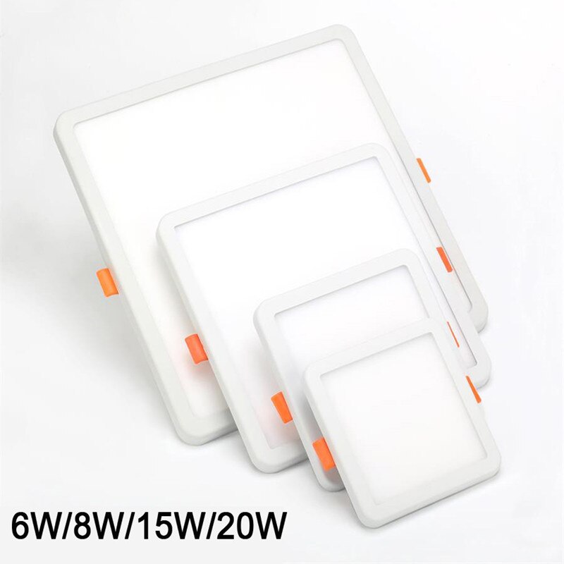 Ultra cienki Downlight 6W 8W 15W 20W Led sufitowe wpuszczane Led reflektor Slim okrągły/kwadratowy Panel światła z bezpłatnym otworu do otwierania