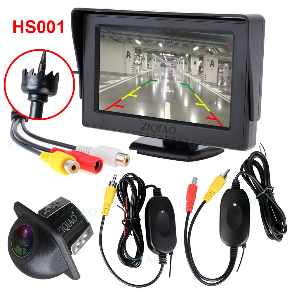 4.3 -tums fordons lcd-monitor trådlös backkamera videosändare mottagare kit backkamera för bil backskärm: Hs001