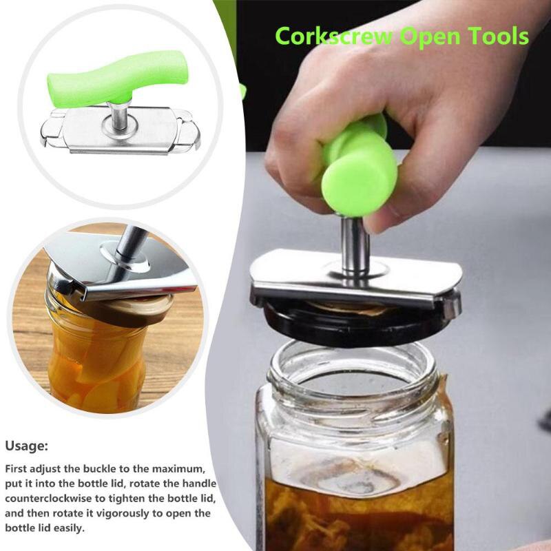 Stainless Steel Screwing Can Opener Labor-saving Lids Off Jar Opener Adjustable Multifunction Bottle Capping Screw Device Tools