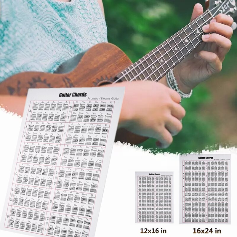 Guitar Fingering Paper Chart 6 String Guitar Chord Fingering Diagram Exercise Practice Chart