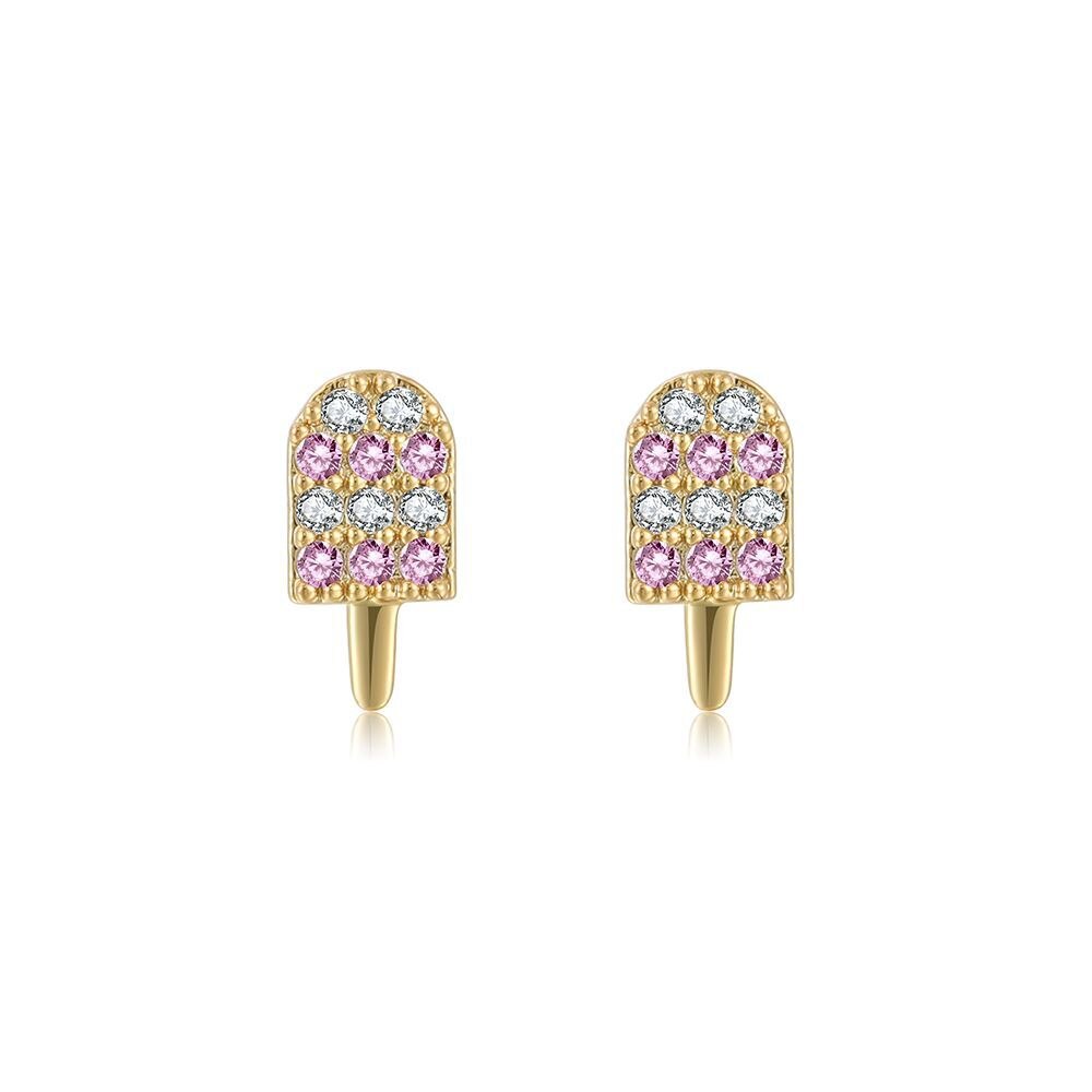 Boucles d'oreilles en plaqué or 18K, 1 paire, , doux, sucette, crème glacée, Helix, Cartilage, Piercing, bijoux, , été: 2