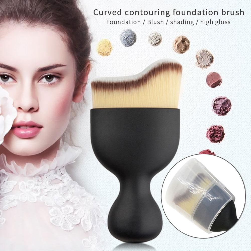 1/2pcs Makeup Brush Compact Curved Foundation Brush Foundation Angled Blush Brush For Contouring Buffing Blending