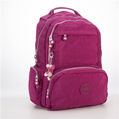 Tegaote Rugzak Vrouwen School Rugzak Voor Tiener Meisje Mochila Escolar Toevallige Nylon Reistas Rugzak Voor Laptop Sleutelhanger: purple red