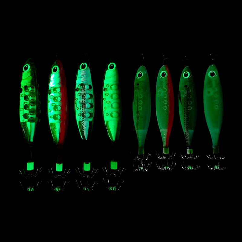 LETOYO-9,5g, 80mm,señuelo de pesca flotante, jibioneras, pajaritos pesca calamar, anzuelo de calamar, Jigging, gambas artificiales, luminoso, señuelos pulpo, sepia, para pesca en el mar, poteras calamar