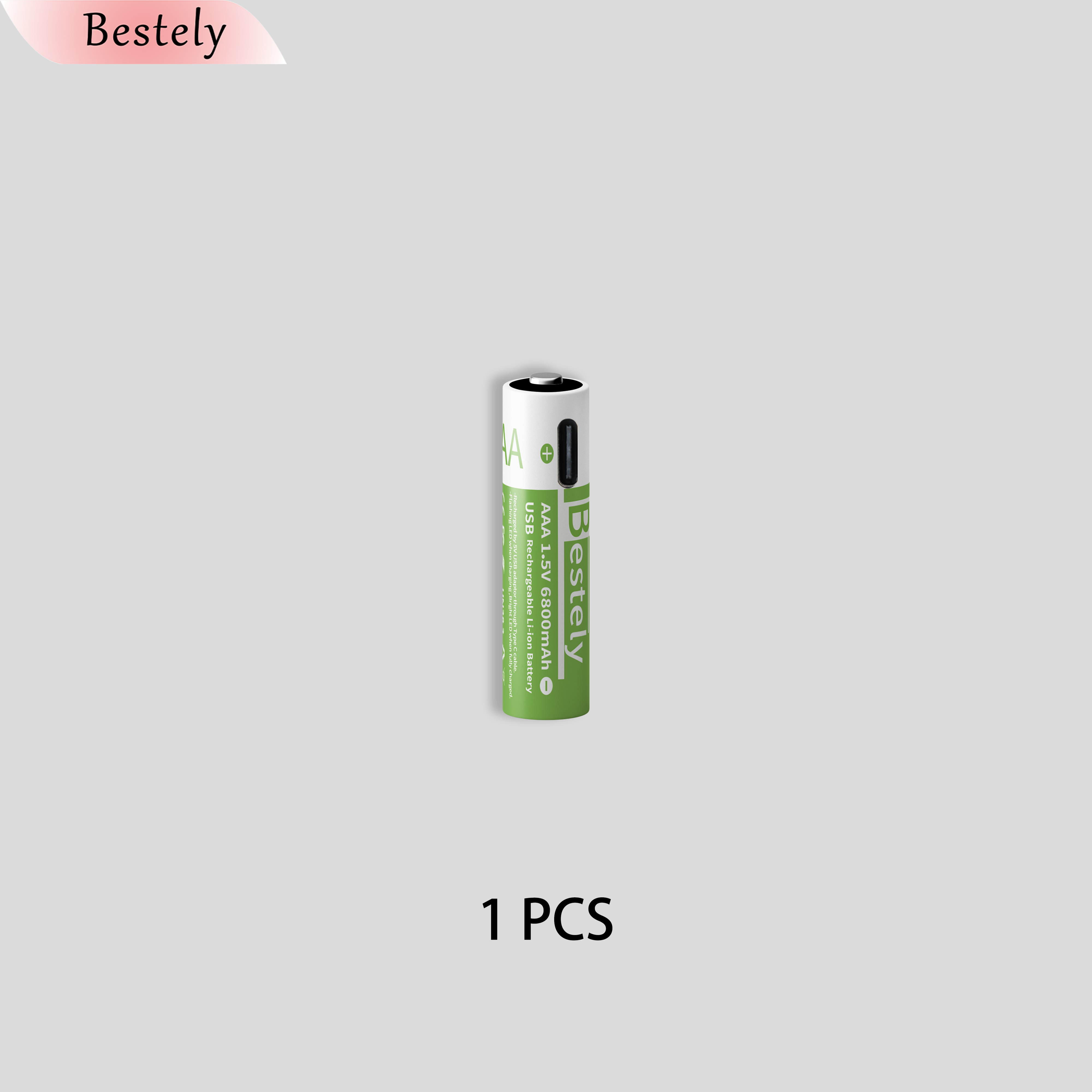 AAA 6800 mAh 1,5 V Lithium-Ionen-Batterien, wiederaufladbarer AAA-Lithium-Ionen-Akku mit hoher Kapazität, langlebig, mit USB-C-Schnellladekabel: Lila