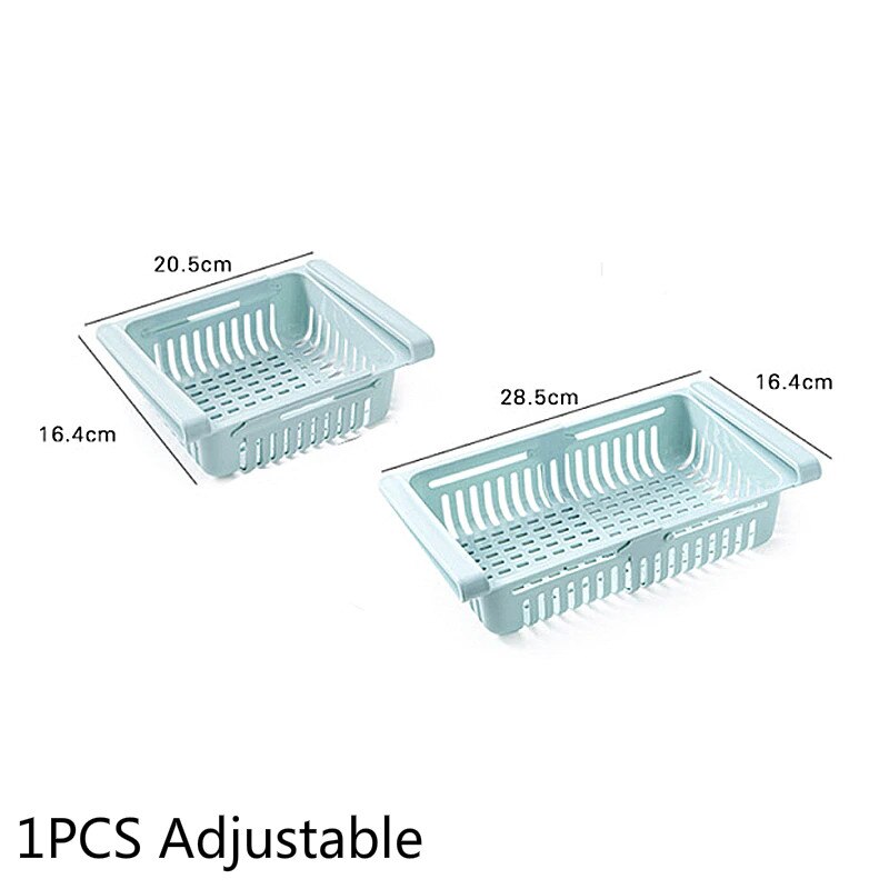 1PCS Fridge Food Organizer Adjustable Storage Rack Organizer Storage Drawer Container Refrigerator Box Rack Fridge Storage Shelf: 04 Blue