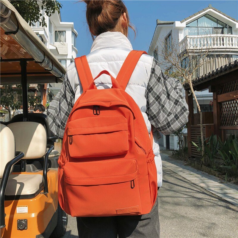 Hocodo Effen Kleur Rugzak Voor Vrouwen Waterdicht Nylon Multi Pocket Reizen Rugzakken Grote Capaciteit Schooltas Voor Tiener