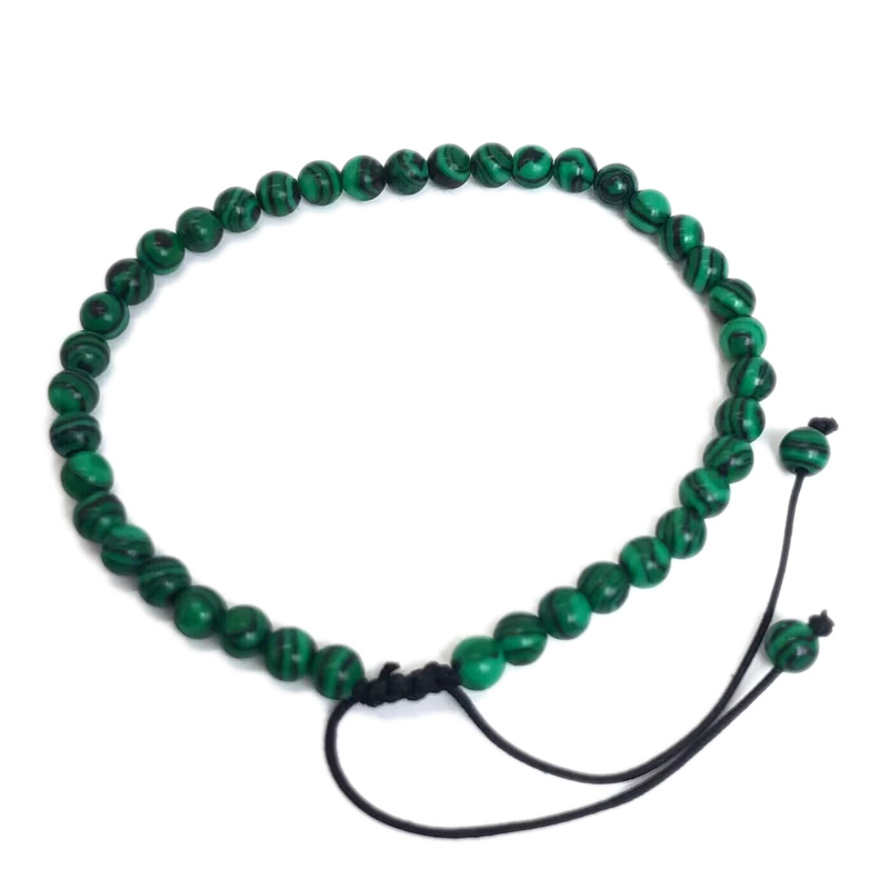 4mm Stone Beads Adjustable Bracelet For Men Shell turquoise malachite Chalcedony Onyx Woven Bracelets Women Yoga Jewelry: Black Zinc Plated