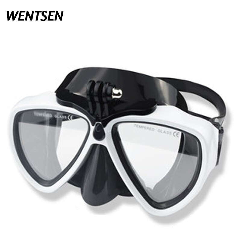 scuba dive mask kits Underwater snorkel deep diving equip full face goggles Suitable For Most Sport Camera: Black white