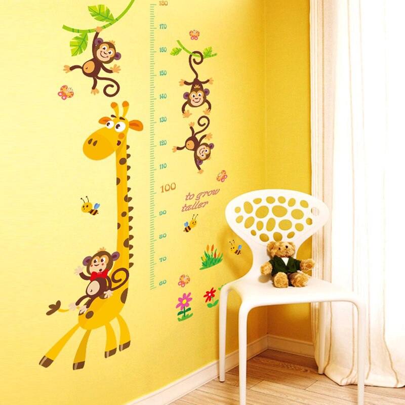 Wall paper Mural Baby Girl Boy Room Growth Chart Stickers Cute Animals Stack Height Measure Wall Stickers Decal Kids Vinyl
