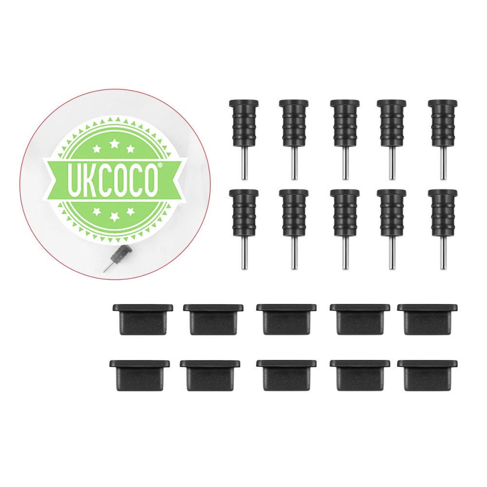Ukcoco 10 Pairs Usb Type Anti Stofkap Siliconen Poort Plug Cover (Zwart)