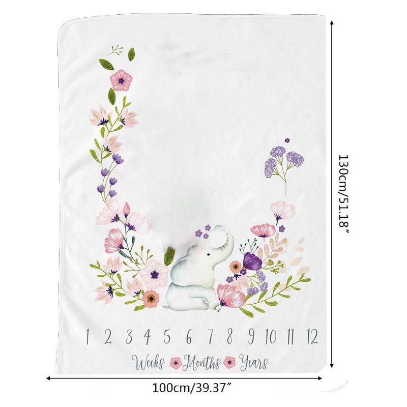 Baby Maandelijkse Record Groei Milestone Deken Dier Patroon Fotografie Props R2JF: 611-2