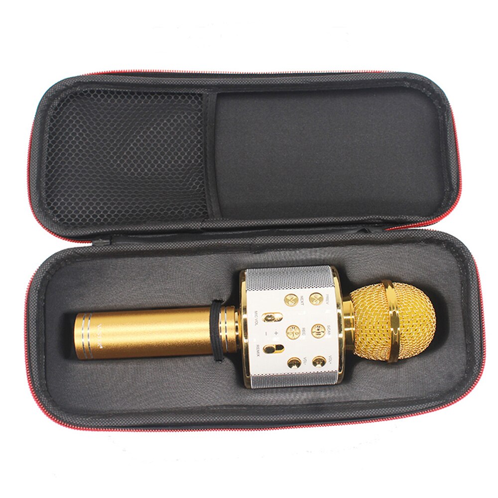 Ws858 mikrofon etui lynlås bærbar karaoke boks eva opbevaring bærer hard taske æske organisator til  ws858 mikrofon