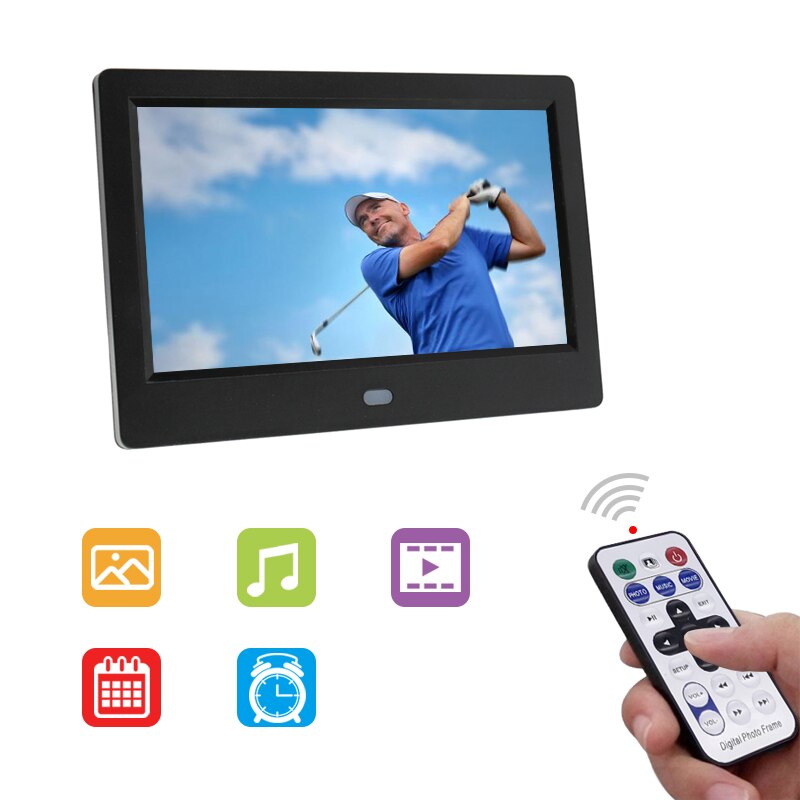 7Inch Digitale Fotolijst Lcd-scherm, 1024P Video, Muziek, Foto, Auto Draaien, diashow, Auto Draaien, Diashow, Afstandsbediening