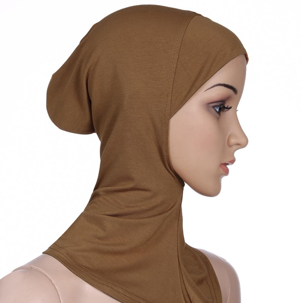 PEIFU-gorro de baño Hijab interno para Mujer, Turbante elástico islámico musulmán, Turbante envolvente para el capó, gorros de baño para Mujer: brown