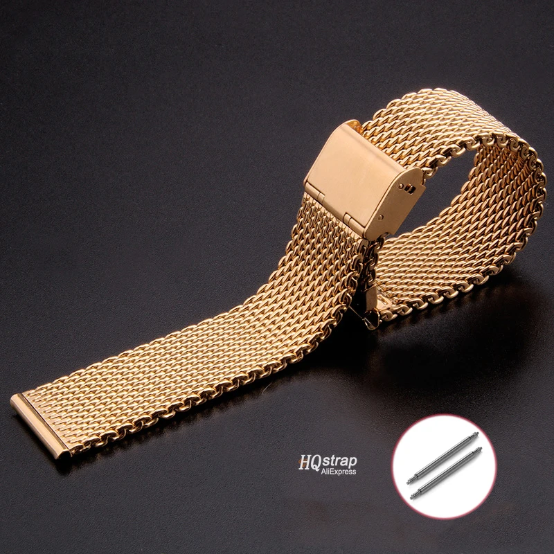 Correa de reloj milanesa 1,0/0,6/0,4, 18mm, 20mm, 22mm, correa de repuesto Universal de acero inoxidable para pulsera Seiko para pulsera de rol: Verde negro / 16 mm