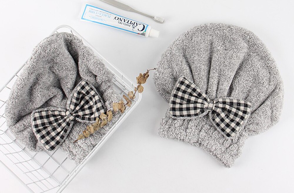 Gorro de fibra de carbón de bambú para mujer, de secado rápido, con lazo, turbante, con capucha con pelo de secado rápido, gorros de baño de agua Magnent