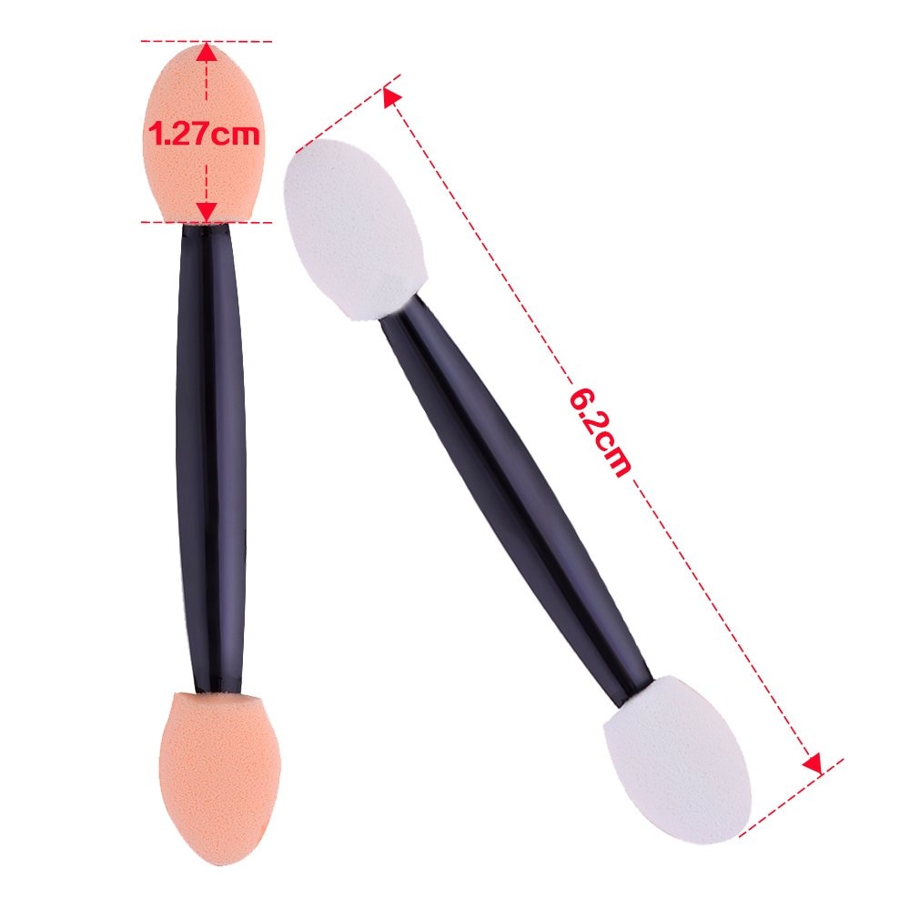 100 stk engangs øjenskygge børste dobbeltsidet svamp nylon sæt &amp; kits øjenskygge børster makeup kosmetisk applikator