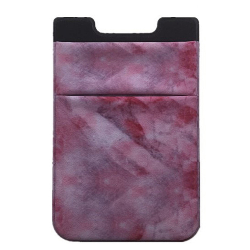 Mobile Phone Sticker Color Pattern Marble Pattern Card Holder Pockage Sticker with Adhesive VDX99: Red