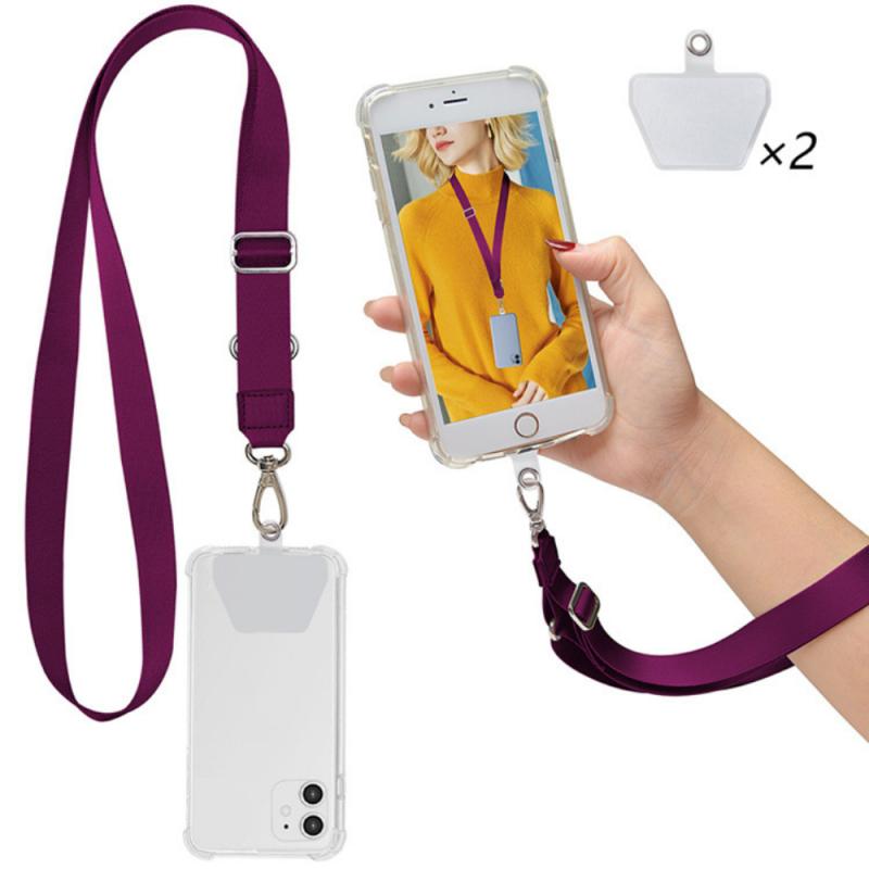 Phone Lanyard Adjustable Detachable Neck Cord Lanyard Strap And Phone Safety Tether For All Phones And Case Combination: purple without case