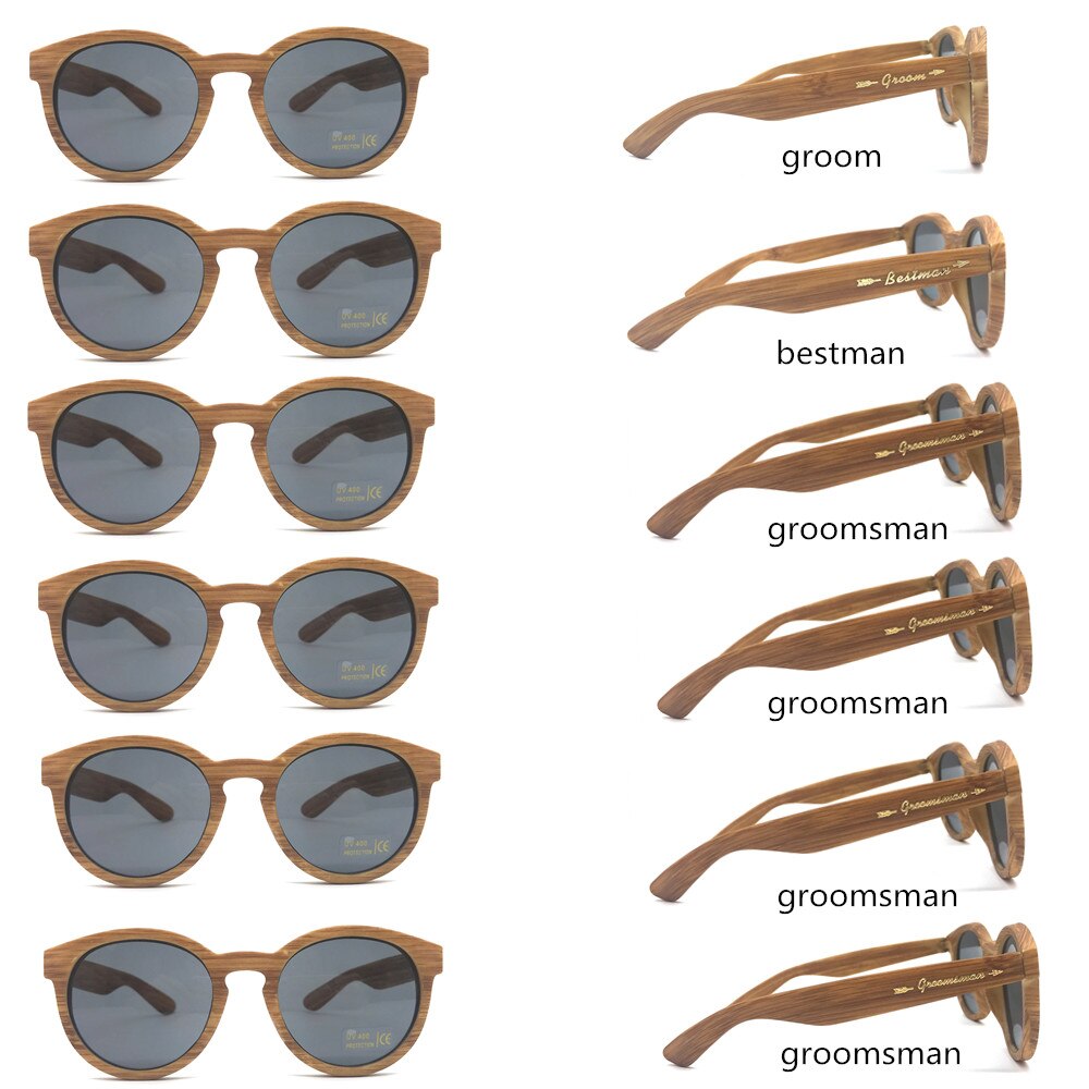 Huwelijksfeest bedankjes vrijgezellenfeest imitatie houten zonnebrillen bruidsjonkers aanzoek bruidsjonkers team bruidegom feest zonnebrillen