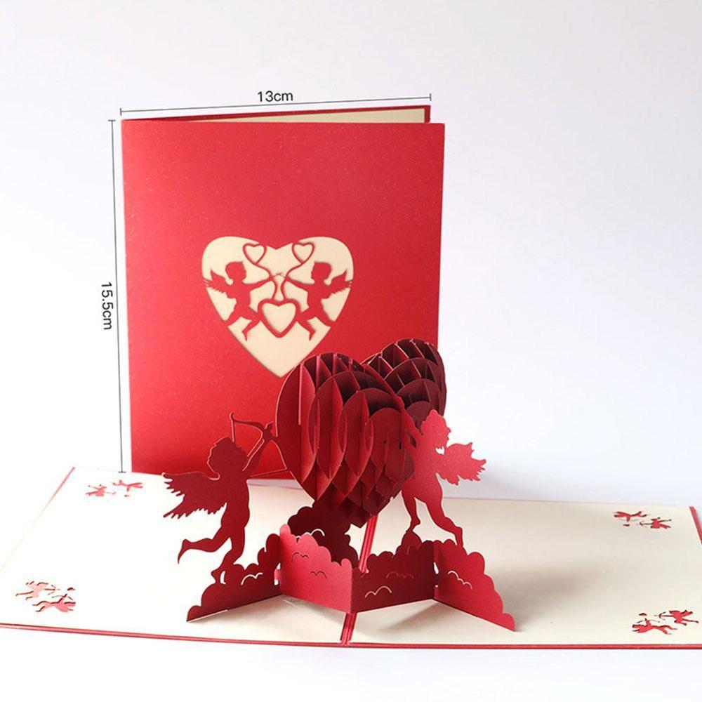 Liefde 3D Up Kaarten Valentijnsdag Postkaart Met Envelop Stickers Huwelijksuitnodiging Wenskaarten Anniversary Voor Haar