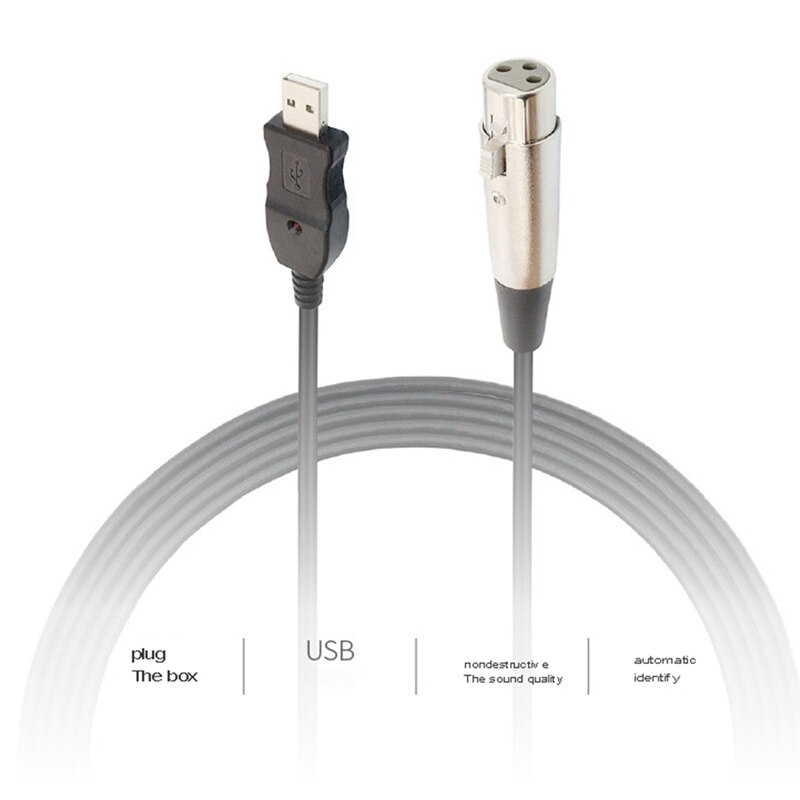 10ft (3 meter langes, symmetrisches xlr-buchse-auf-usb -2.0- kabel für instrumente und mikrofone (einzeln)