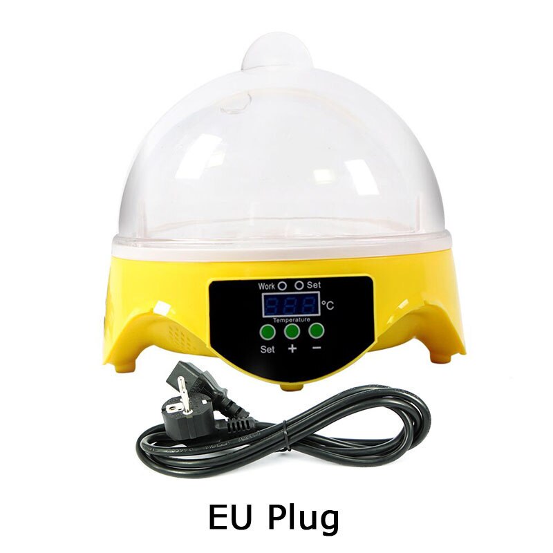 Mini 7 æg rugemaskine fjerkræ rugeri maskine automatisk ruger digital temperatur kontrol luge til kylling and fugle vagtler: Eu-stik / 110v