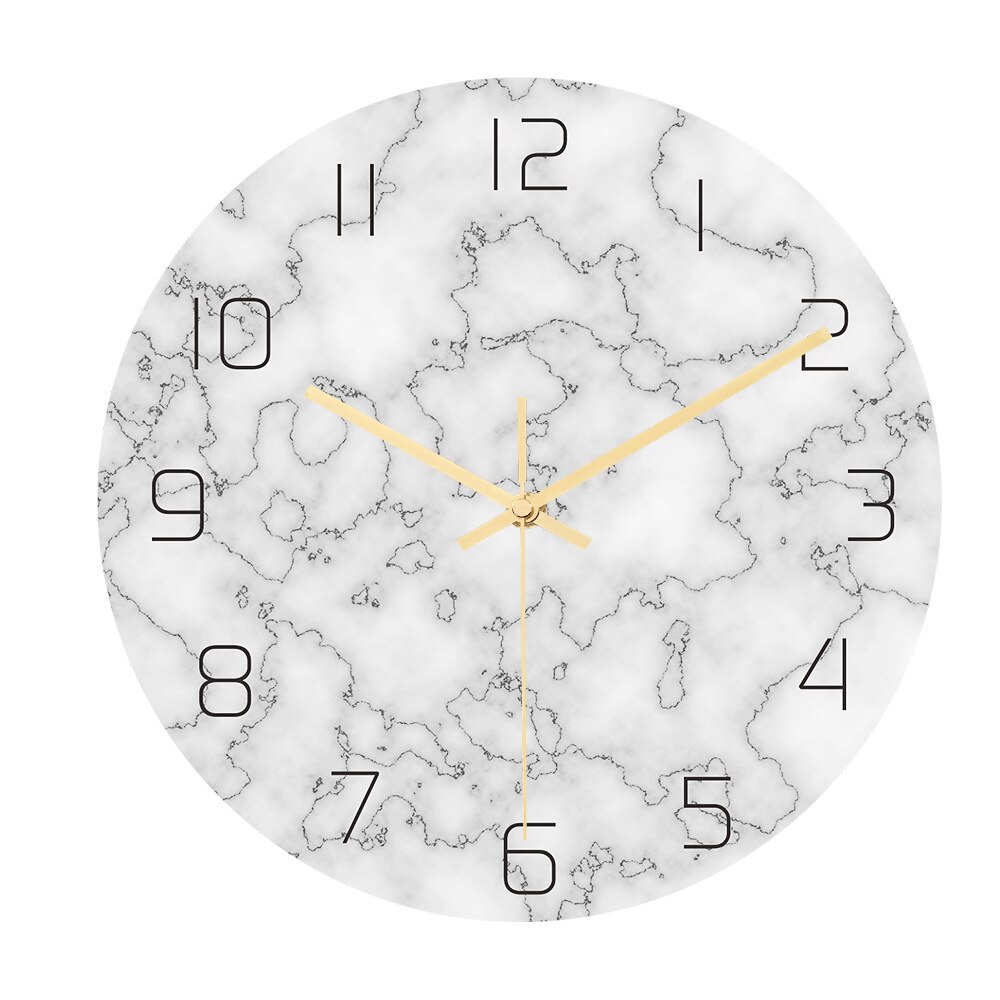 30cm akryl fjäril väggklocka kvarts analog marmor klocka 3d elegant marmor tryck modern rund vägg klocka kreativitet heminredning: 0014