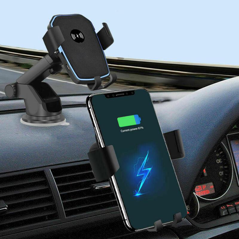 Bezprzewodowa ładowarka samochodowa 10W, przyssawka samochodowa + uchwyt na telefon powietrze kratka wentylacyjna, automatyczne mocowanie robić IPhone XR X 8 11 Samsung S10