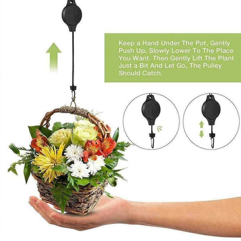 Plant Katrol Hanger, Intrekbare Plant Haak Katrol, Verstelbare Heavy Duty Plant Opknoping Katrollen Voor Tuin Manden Vogel Feeder