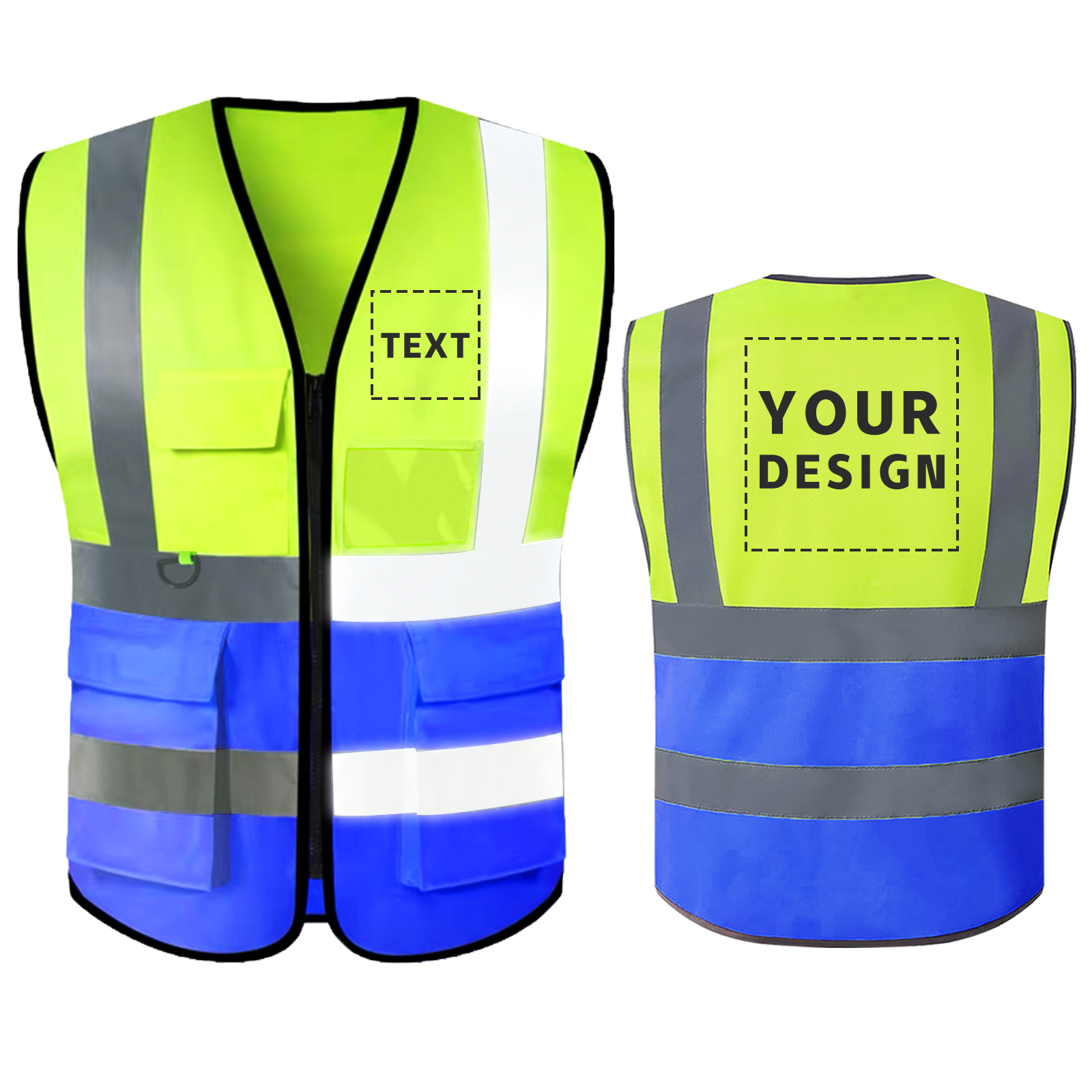 Custom Your Text Logo Reflective Safety Vest Construction Work Traffic Vest Railway Coal Miners Uniform Security ANSI Class 2: XXL / Clear
